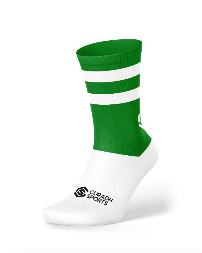 Midi Grip Sock - Green & White