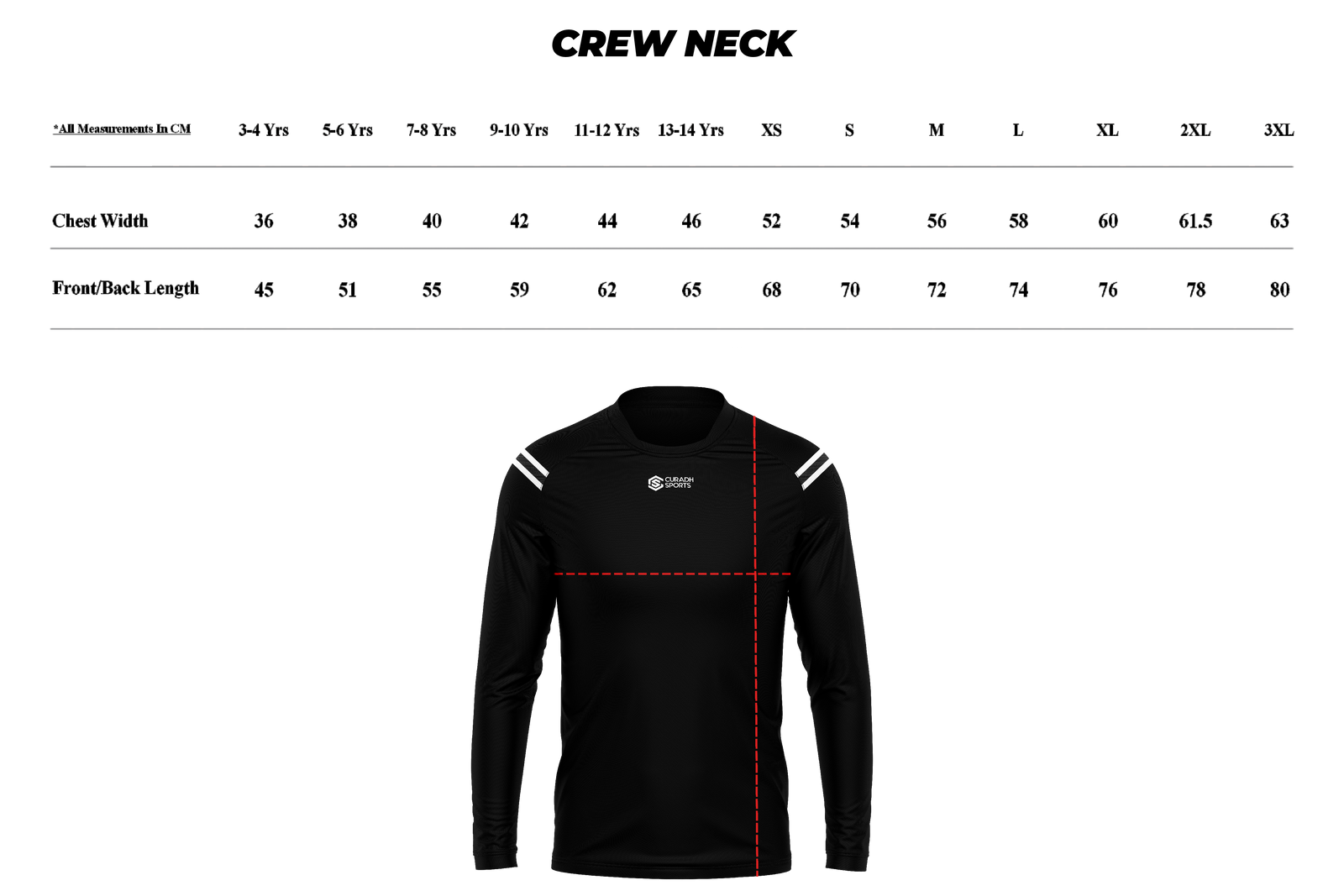 Crew Neck size guide