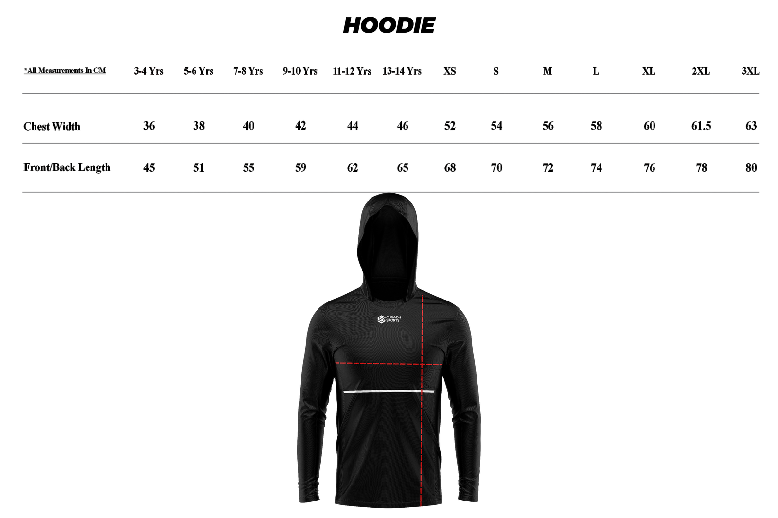 Hoodie size guide