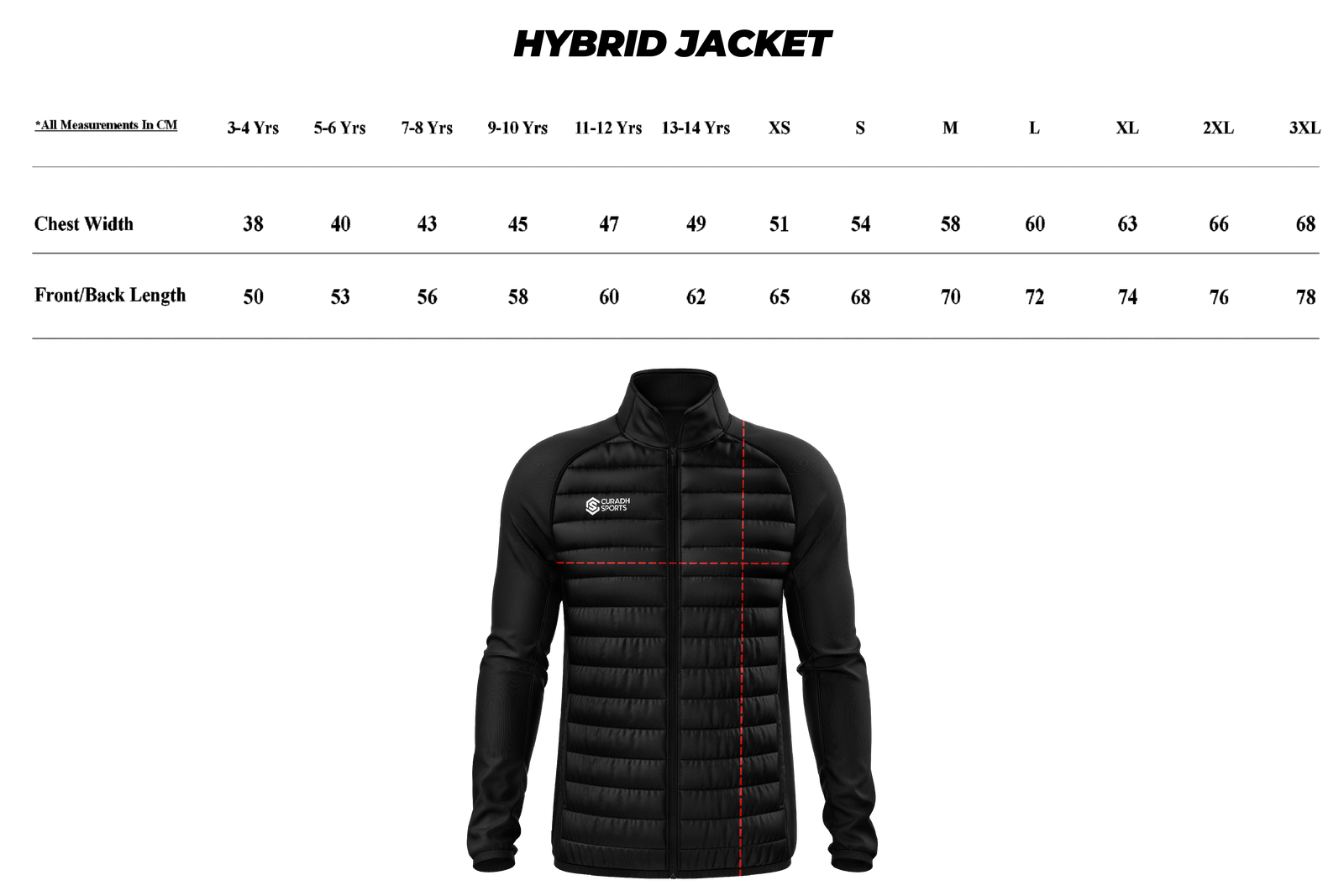 Hybrid Jacket size guide