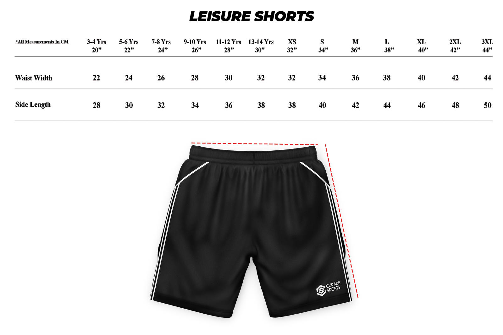 Leisure Shorts size guide