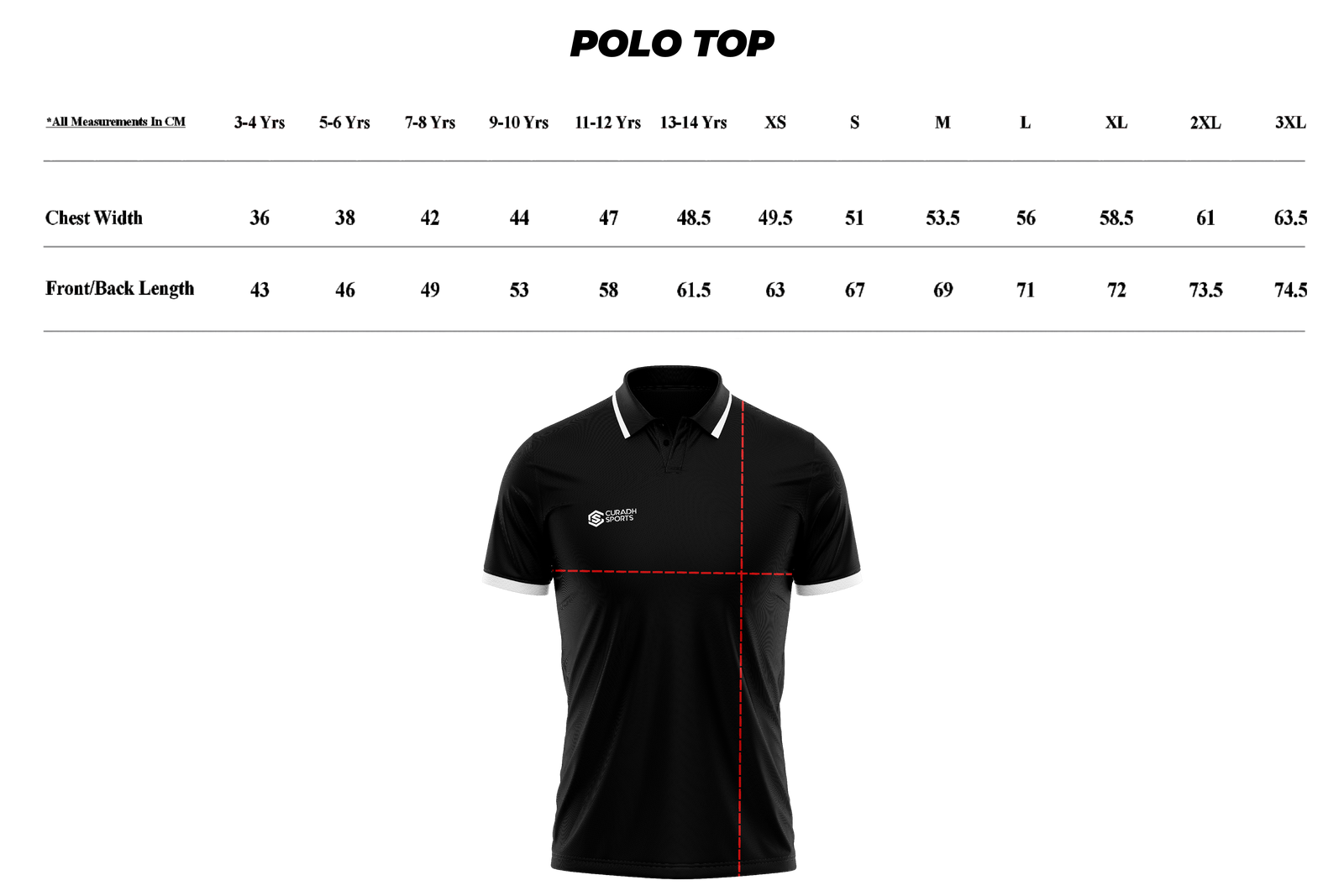 Polo Top size guide