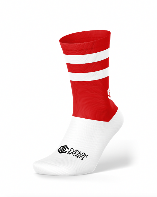 Midi Grip Sock - Red & White
