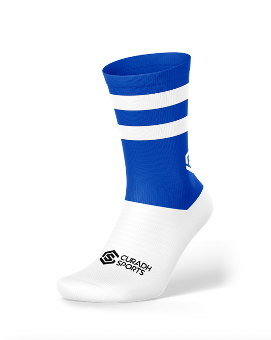Midi Grip Sock - Blue & White