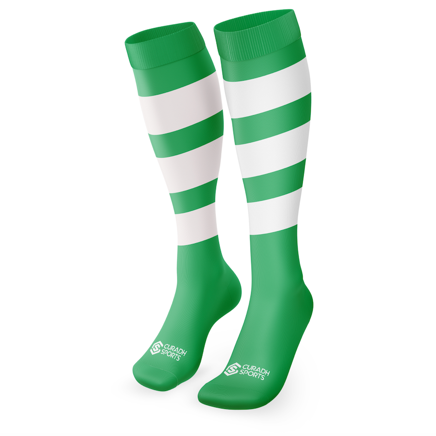 New Oak F.C Green/White Hooped Socks - Adult