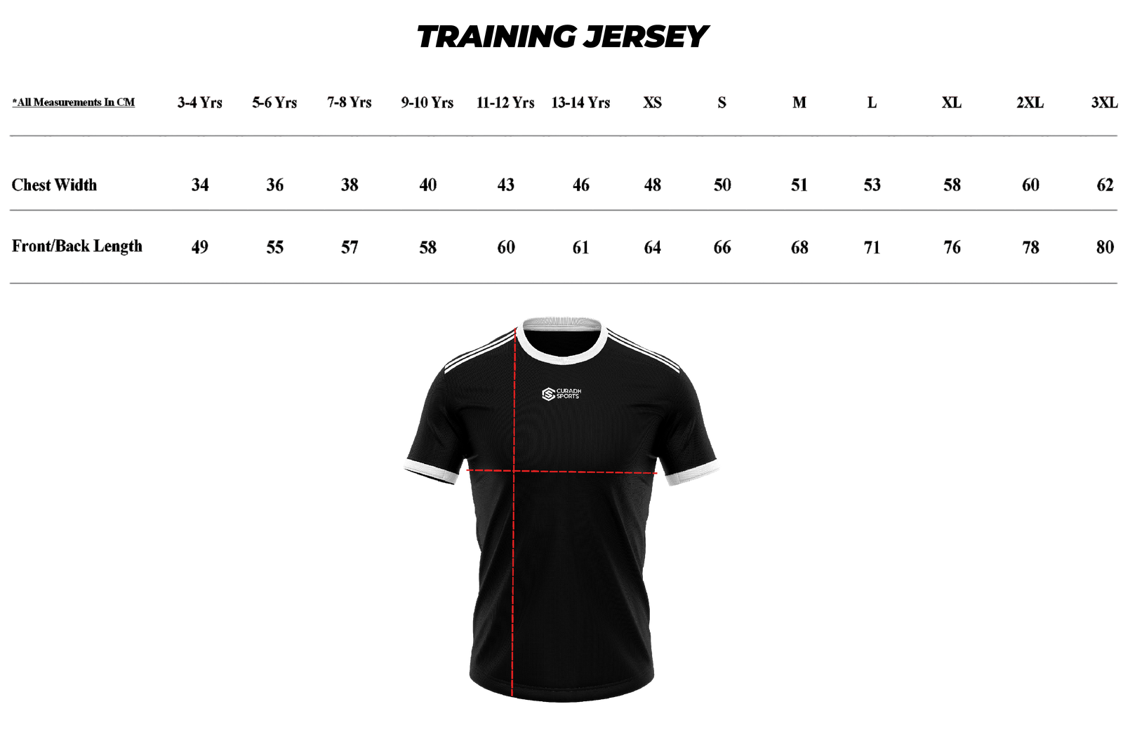 Training Jersey size guide